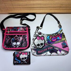 Monster High Girls Fashion Purse Wallet and Crossbody Bag Lot of 3